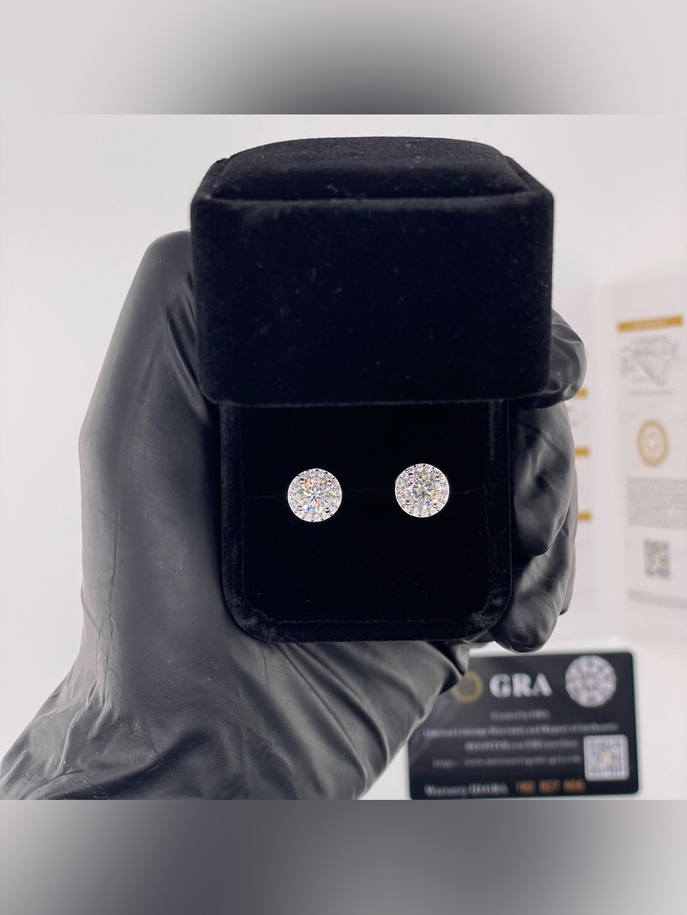 2CT Halo Moissanite Stud Earrings 6.5MM